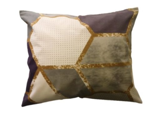 szürke-lila mintás 100% pamut kispárna huzat 40x50 cm