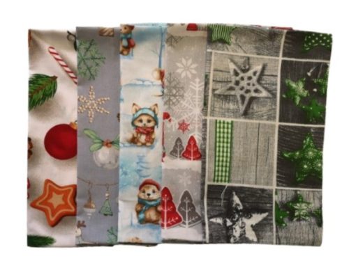 Vegyes karácsonyi mintás pamut kispárna huzat csomag I.osztályú