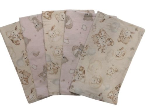 Gyermek flanel kispárna huzat csomag 40x50 cm  bézs rózsazsín cuki állat mintás