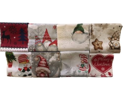 Karácsonyi manó, mézeskalács mintás pamutvászon patchwork csomag - 2 kg