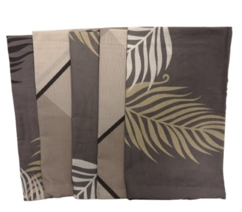 Pamut kispárna huzat csomag 5 db-os,  II. osztályú , szürke leveles, bézs geometriai mintás