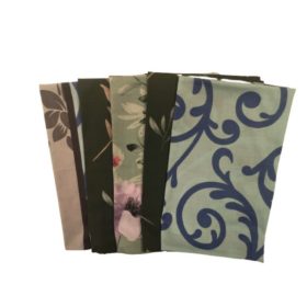   Pamut kispárna huzat csomag 5 db-os,  II. osztályú , szürke, kék , zöld mintás