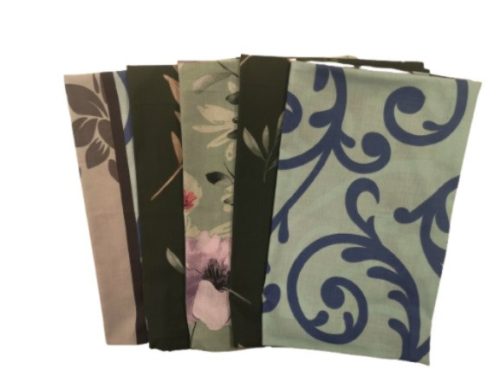 Pamut kispárna huzat csomag 5 db-os,  II. osztályú , szürke, kék , zöld mintás