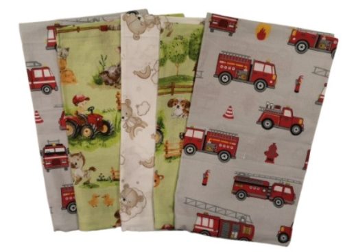 Gyermek pamut kispárna huzat csomag 5 db-os,  II. osztályú , zöld,  szürke, fehér mintákkal