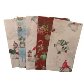   Karácsonyi pamut kispárna huzat csomag 5 db-os,  II. osztályú , kék,  fehér, piros színek változó minták