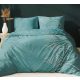 Pamutszatén 3 részes ágynemű huzat - 140x200 cm / elegáns petrol zöld - ezüst modern mintás