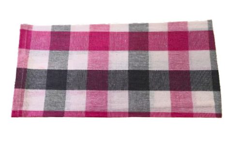 100% pamut pink  -szürke kockás konyharuha - 50x70 cm