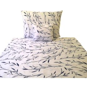   3 részes pamut ágynemű huzat szett - 140X200 cm / szolid kék levél mintás