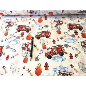 240 cm széles pamutvászon textil - tűzoltó mintás