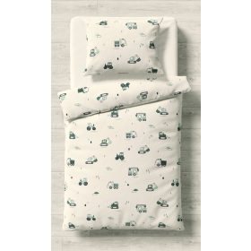 Ovis ágynemű huzat - 90x130 cm / petrol zöld munkagépes