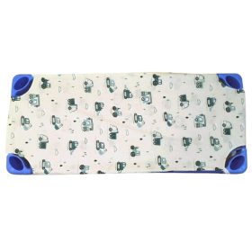    Pamut kétrétegű gumifüles ovis lepedő -55x130 cm / petrol zöld munkagép mintás