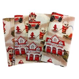 Cuki tűzoltó állatok mintás maradék pamutvászon csomag