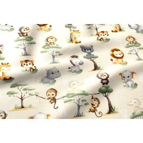  160 cm széles pamutvászon textília / szafari bébik - bézs
