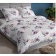 5 részes dupla ágynemű huzat szett - 200x220 cm / fehér alapon virág - levél motívumokkal