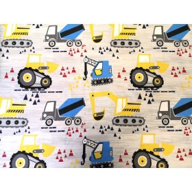   240 cm széles pamutvászon textil / sárga - kék markoló mintás