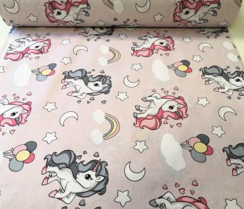 240 cm széles pamutvászon textil - unikornis mintás