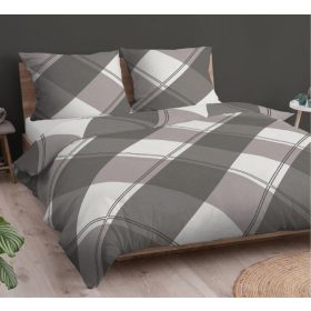   3 részes pamut ágynemű huzat szett - 140x200 cm / barna geometriai mintás