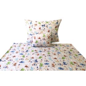   3 részes pamut ágynemű huzat szett - 140x200 cm / vidám bébi dínó mintás