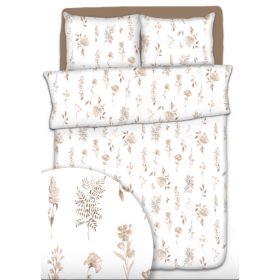   3 részes pamut ágynemű huzat szett - 140X200 cm /   elegáns barna virág mintás