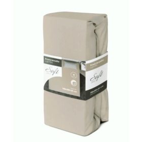 Szürkés bézs pamut jersey gumis lepedő - 90x200 + 25 cm