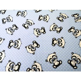 Pamutvászon textil - 160 cm / panda maci kék pöttyös