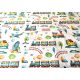 Pamutvászon textil - 160 cm / zöld - barna repülő - vonat mintás