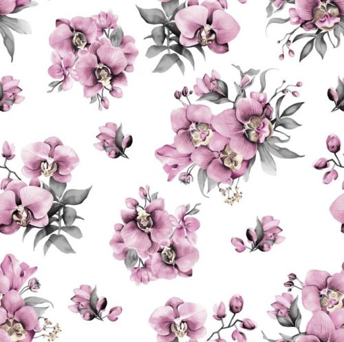 Pamut asztalterítő - 150x200 cm / Gyönyörű lila orchidea mintás