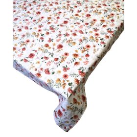   Pamut asztalterítő - 150x220 cm / terrakotta virág mintás