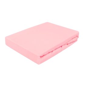Gumis pamut jersey lepedő - 90x200 + 25 cm / rózsaszín