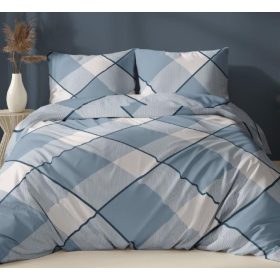   3 részes hosszú ágynemű huzat szett 140x220 cm / kék kockás