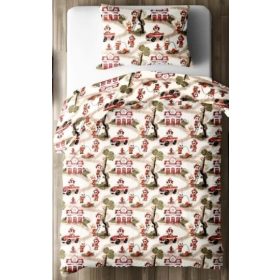   Cuki tűzoltó állat mintás 2 részes pamut gyerek ágynemű huzat - 90x130 cm