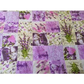   Pamutvászon textil - 160 cm / Levendula Vintage patchwork mintás