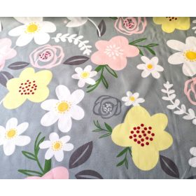   Mintás Microfiber ( mikroszálas ) textil - méteráru 165 cm / vidám virág mintás világosszürke alapon