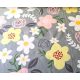 Mintás Microfiber ( mikroszálas ) textil - méteráru 165 cm / vidám virág mintás világosszürke alapon