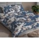 3 részes pamut ágynemű huzat szett - 140x200 cm /  almavirág kék alapon