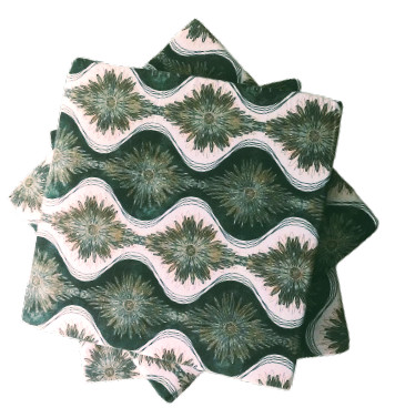 Pamut borítású székpárna - ülőpárna 35x35x2  cm / Sötétzöld kaleidoszkóp mintával