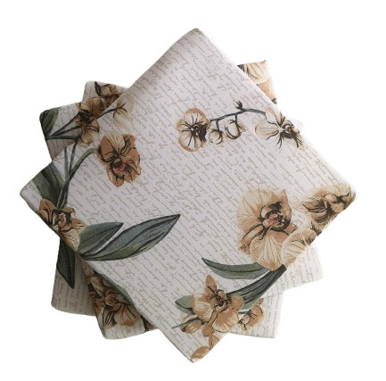 Pamut borítású székpárna - ülőpárna 35x35x2  cm / orchidea mintás