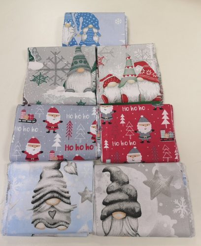 Karácsonyi manó - mikulás mintás pamutvászon patchwork csomag - 2 kg (49)
