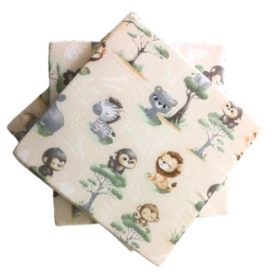   Pamut borítású székpárna - ülőpárna 35x35x2  cm / bézs szafari bébik