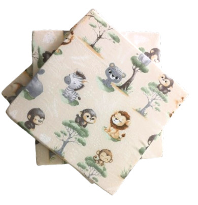 Pamut borítású székpárna - ülőpárna 35x35x2  cm / bézs szafari bébik
