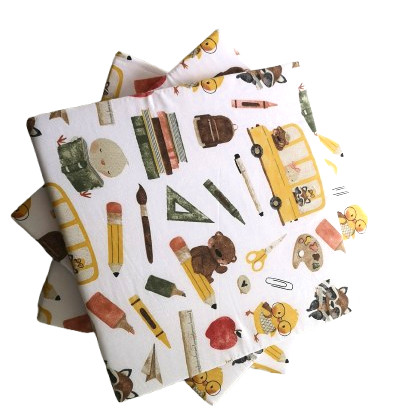 Pamut borítású székpárna - ülőpárna 35x35x2  cm / iskola kezdés mintával