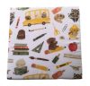 Pamut borítású székpárna - ülőpárna 35x35x2  cm / iskola kezdés mintával
