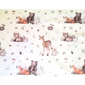 240 cm széles pamutvászon textil - erdei állatok mintás