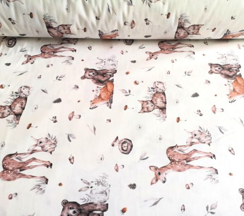 240 cm széles pamutvászon textil - erdei állatok mintás