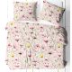 5 részes kétszemélyes pamut ágynemű huzat garnitúra - 200x220 cm / pink nagy virágos