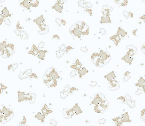 Flanel textil - méteráru - 160 cm / maci - felhő fehér alapon