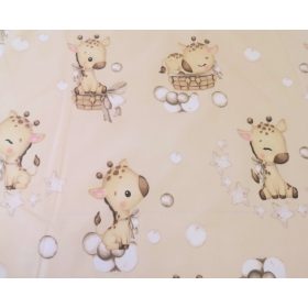   Bézs zsiráf bébi mintás pamutvászon textil - 160 cm - elfordított mintás