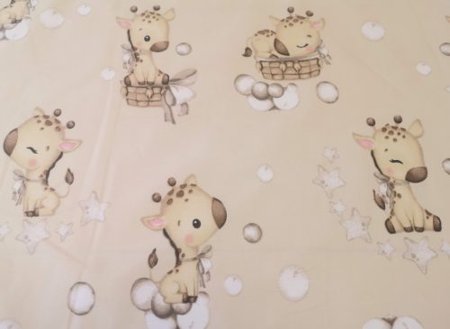 Bézs zsiráf bébi mintás pamutvászon textil - 160 cm - elfordított mintás