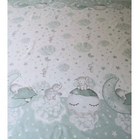   Pamutvászon textil - 160 cm / elefántok a holdon zsálya zöld