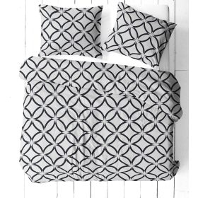   3 részes pamut ágynemű huzat szett - 140x200 cm / szürke geometriai virág mintás